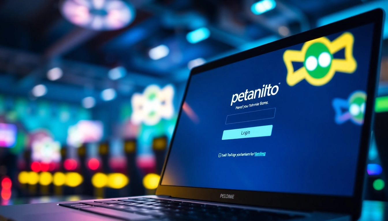 Masuk ke petanitoto login dengan layar laptop yang menarik dan penuh warna.