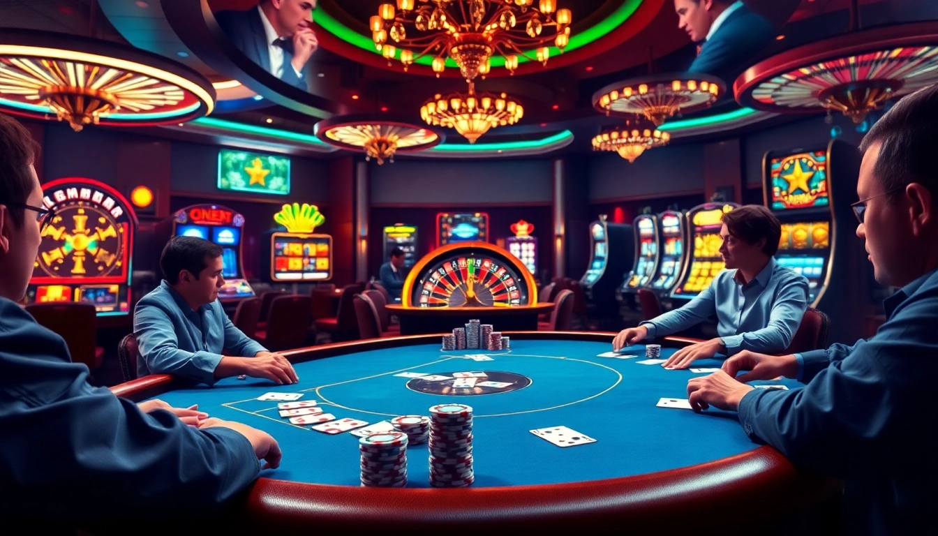Exciting poker game scene with chips and cards from 'the hidden wiki' in a luxurious casino