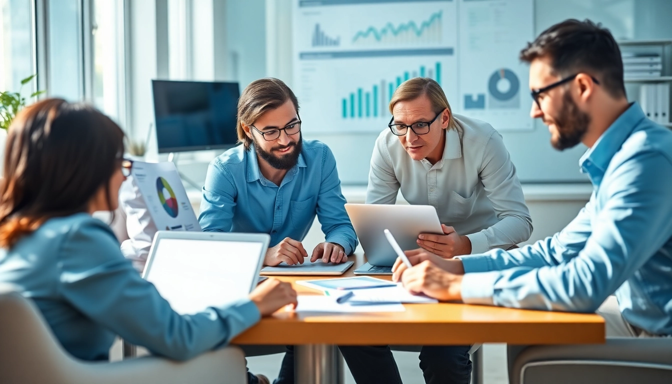 Analyze enterprise search solutions in a collaborative office setting with a diverse team.