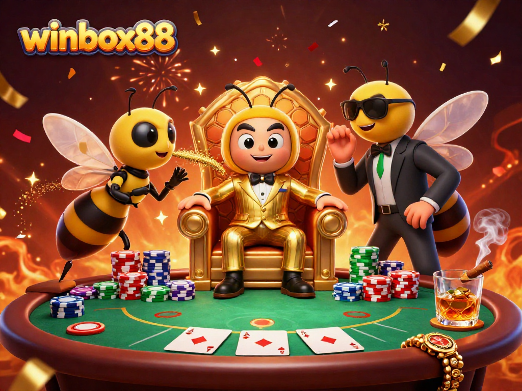 Experience thrilling poker action at winbox88 with a lively bumblebee mob boss and friends.
