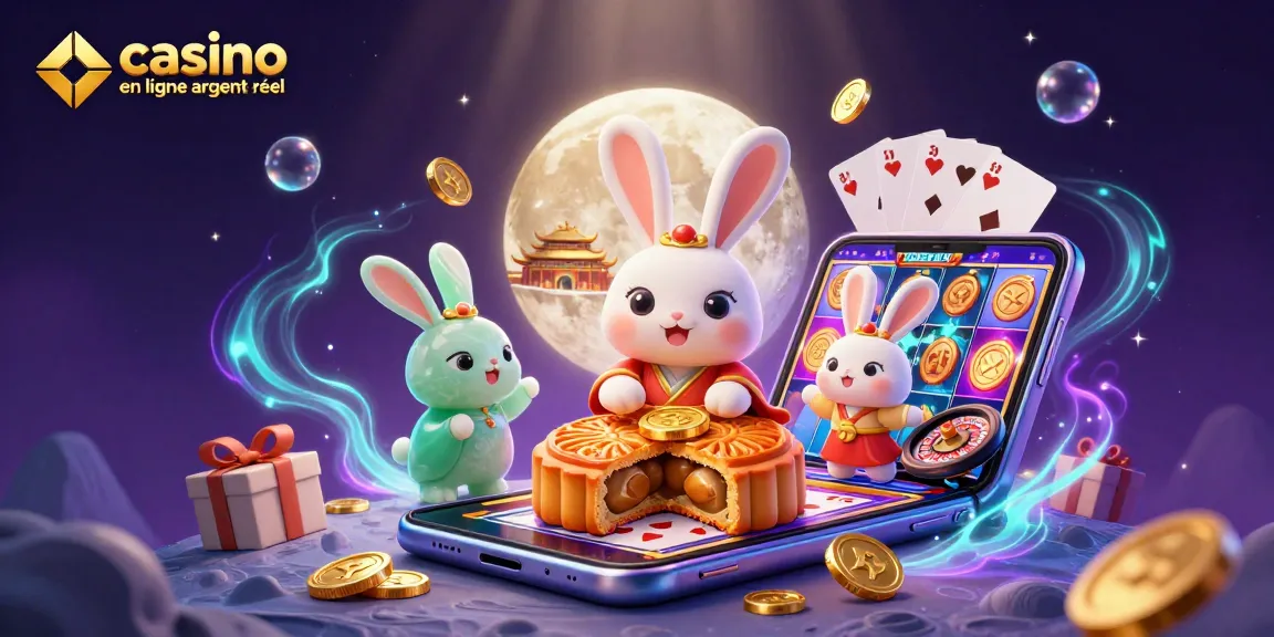 Découvrez des jeux de casino en ligne argent réel avec cette illustration captivante d'un lapin lunaire.