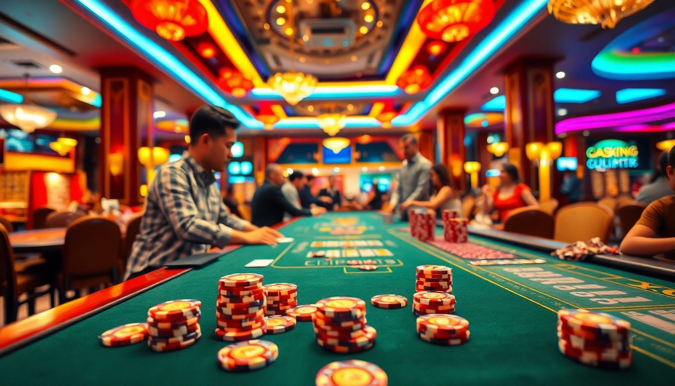 Experience the vibrant gaming atmosphere at 8win Malaysia's casino, highlighting exciting table games.