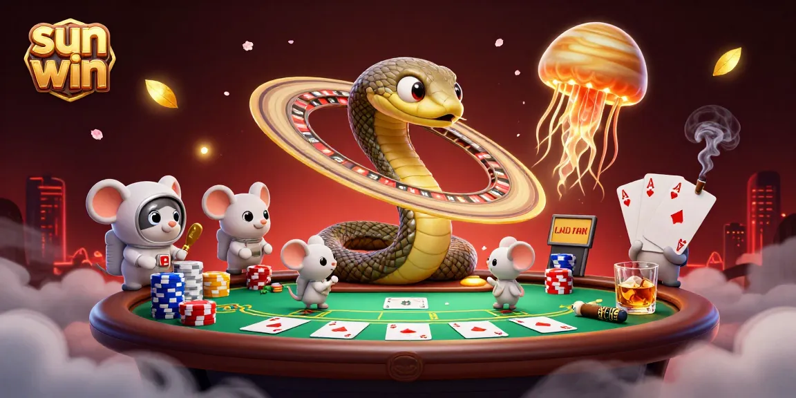 Experience thrilling bets with sun win in a vivid cosmic casino scene featuring energetic characters.