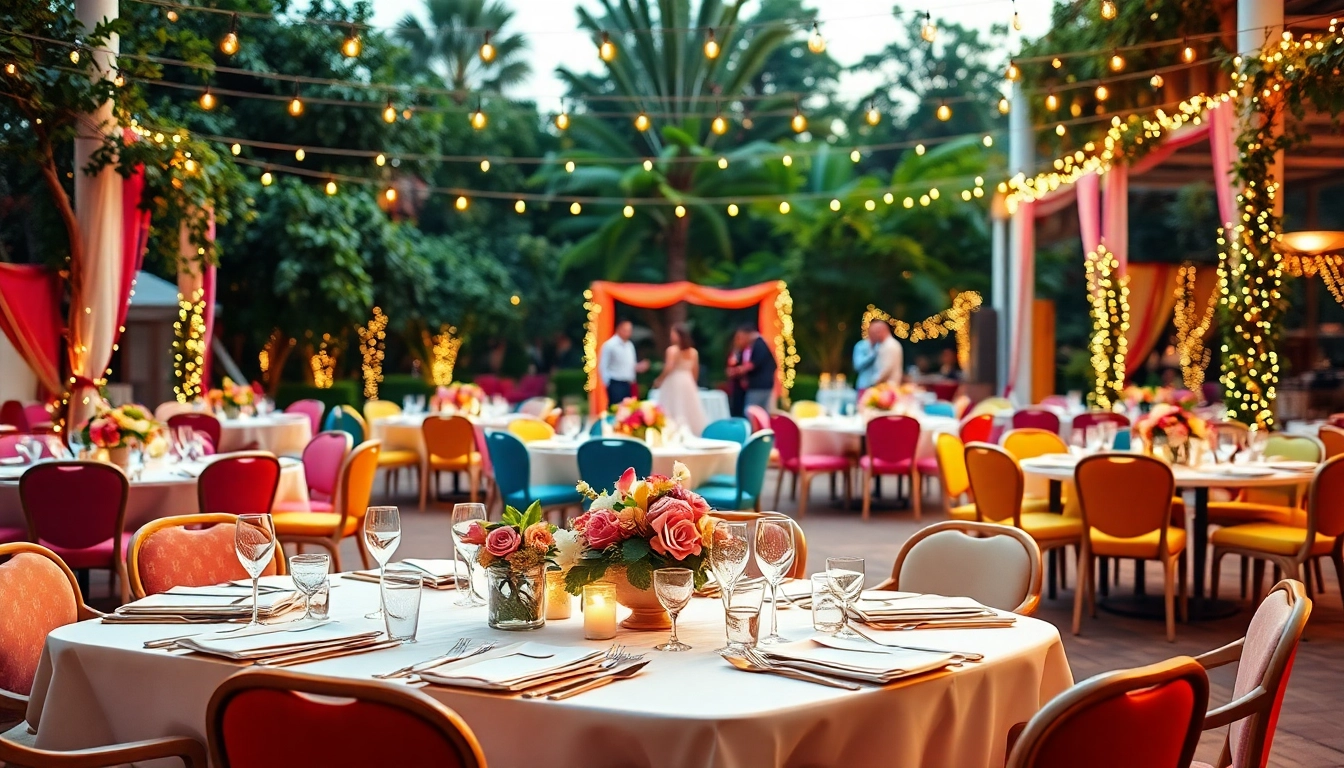 Event Furniture Rentals showcased in a beautifully arranged outdoor setting with vibrant decor and cozy atmosphere.
