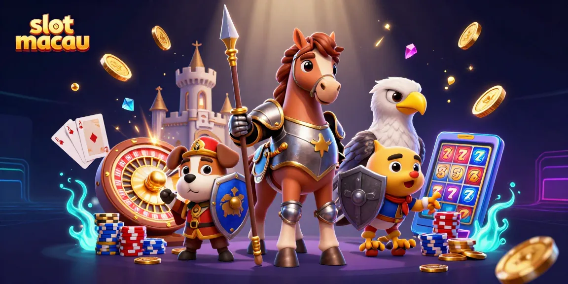Experience thrilling action at slot macau with a captivating medieval-themed casino illustration showcasing vibrant gaming elements.