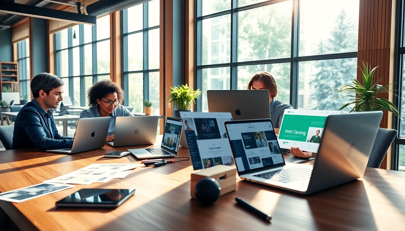 Expert team creating innovative web design edmonton in a modern office environment