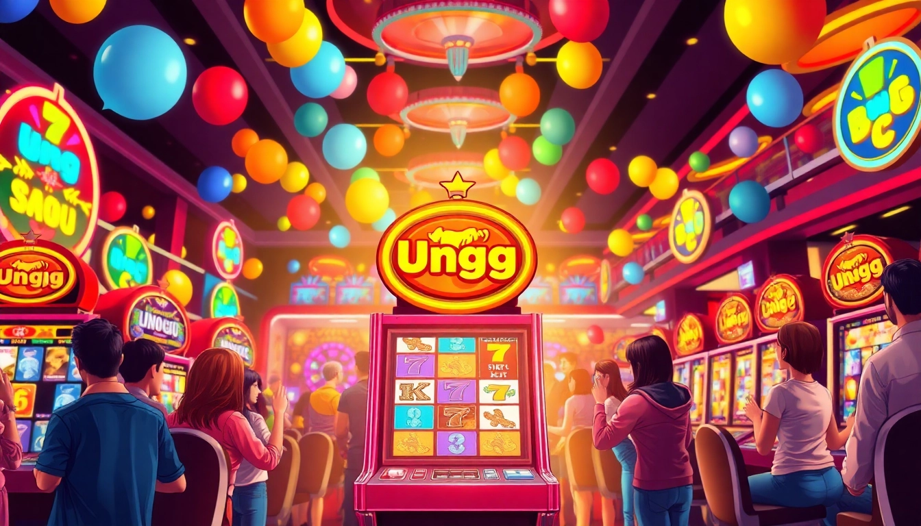 Rasakan keseruan bermain Unogg slot game dalam suasana kasino yang ramai dan berwarna.
