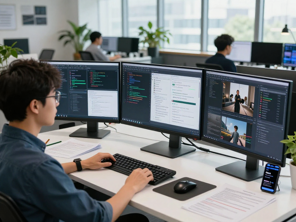 AI detector in use within a modern tech workspace, showcasing content moderation analytics.