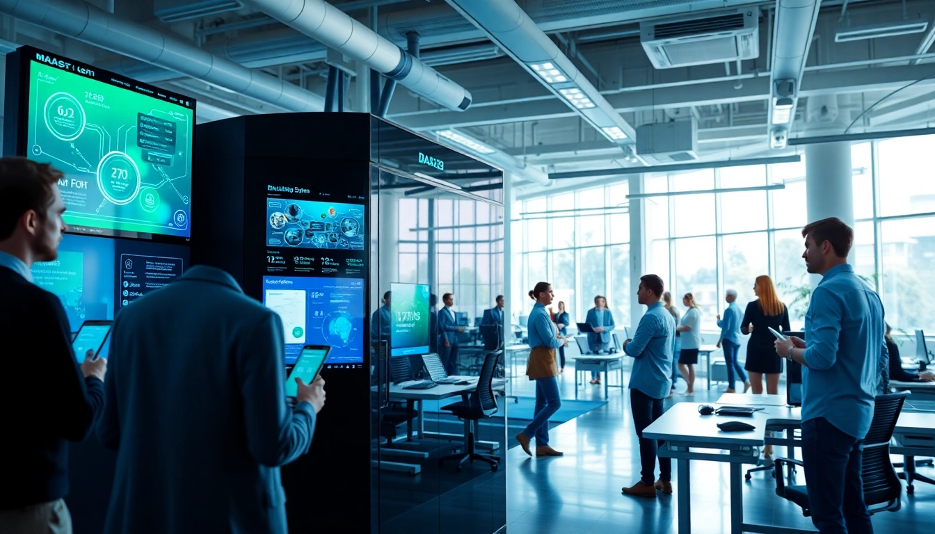 DAS 142 system showcased in a modern office, highlighting user interaction and technology.