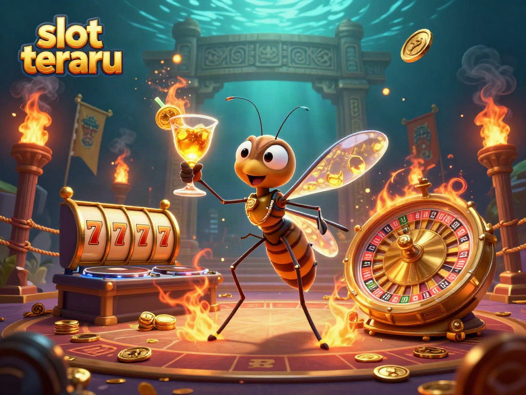 Experience slot terbaru with a vibrant scene of unique casino characters celebrating big wins!