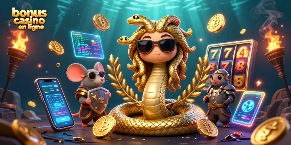 Réclamez votre bonus casino en ligne grâce à Medusa et son ami guerrier dans un monde 3D captivant.