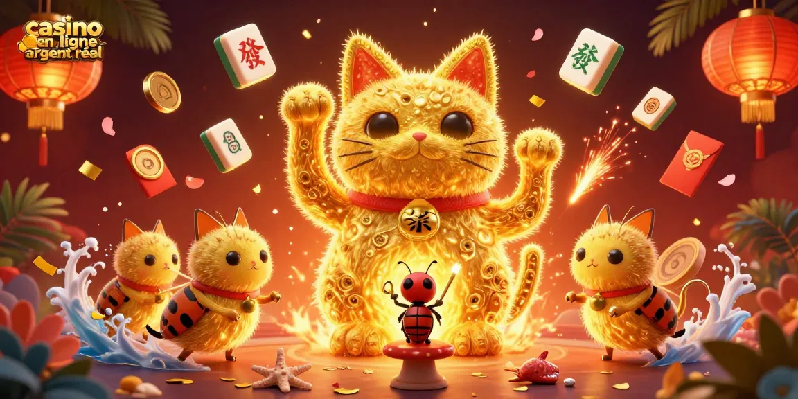 Vivez l'expérience captivante d'un casino en ligne argent réel avec une illustration vibrante et festive.