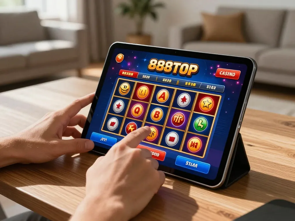 Engaging gameplay on 888top app, highlighting excitement of online slots.