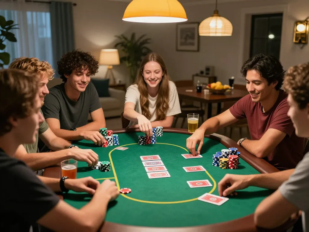 C168 poker night with friends enjoying an exciting game of Texas Hold'em