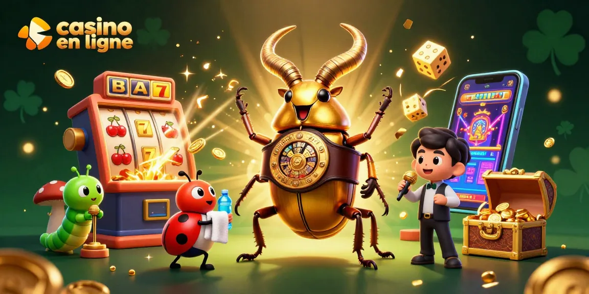 Un combat de casino en ligne avec un scarabée géant doré et la chance qui explosent.