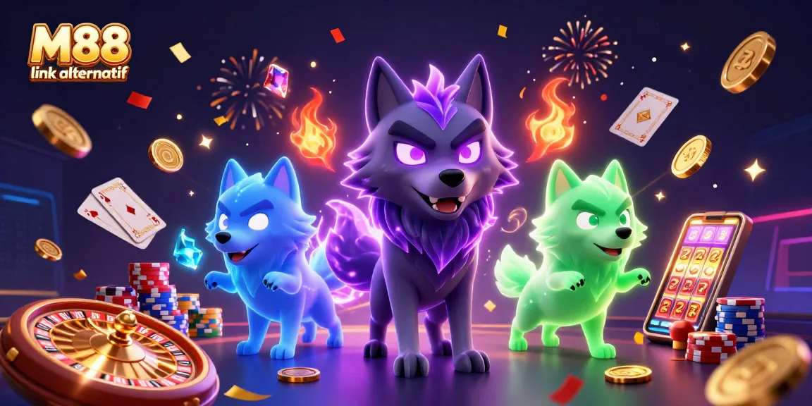 Engage with M88 link alternatif as a vibrant 3D casino scene showcases thrilling betting elements.