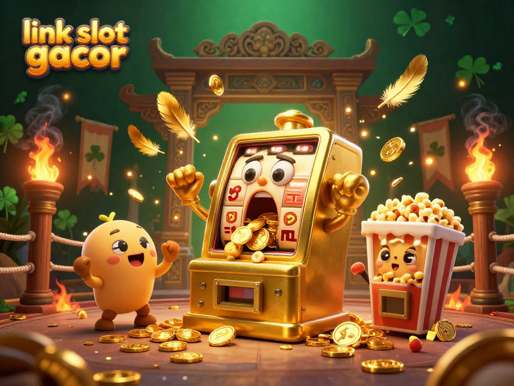 Experience thrilling wins with link slot gacor featuring a golden slot machine in action!