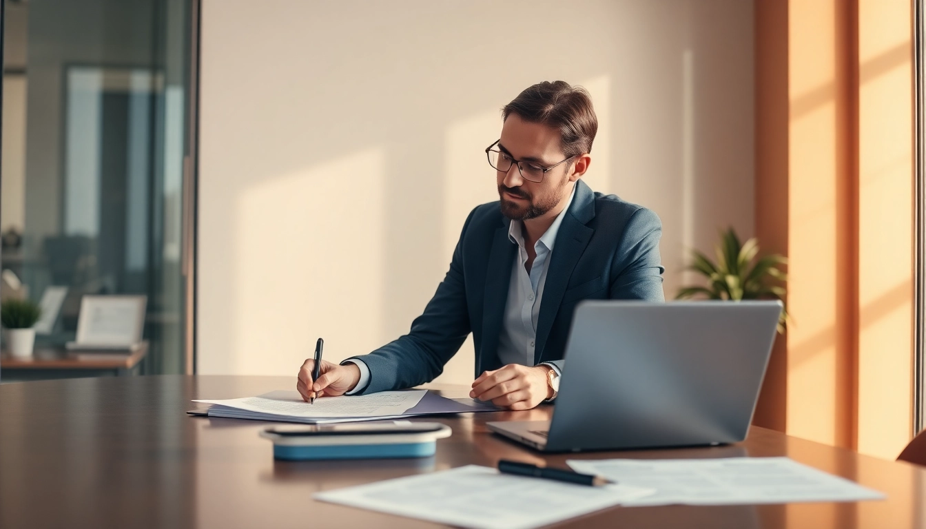 Contract drafting services India: Expert drafting legal documents in a professional office setting.