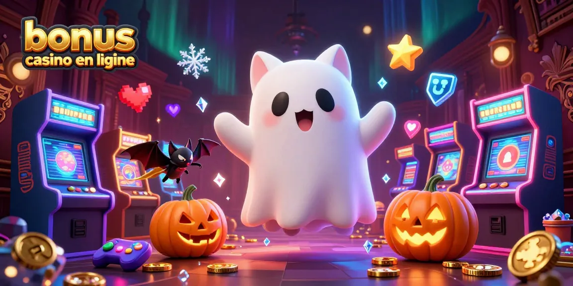 Bonus casino en ligne : une scène dynamique avec un chat fantôme dans un casino hanté.
