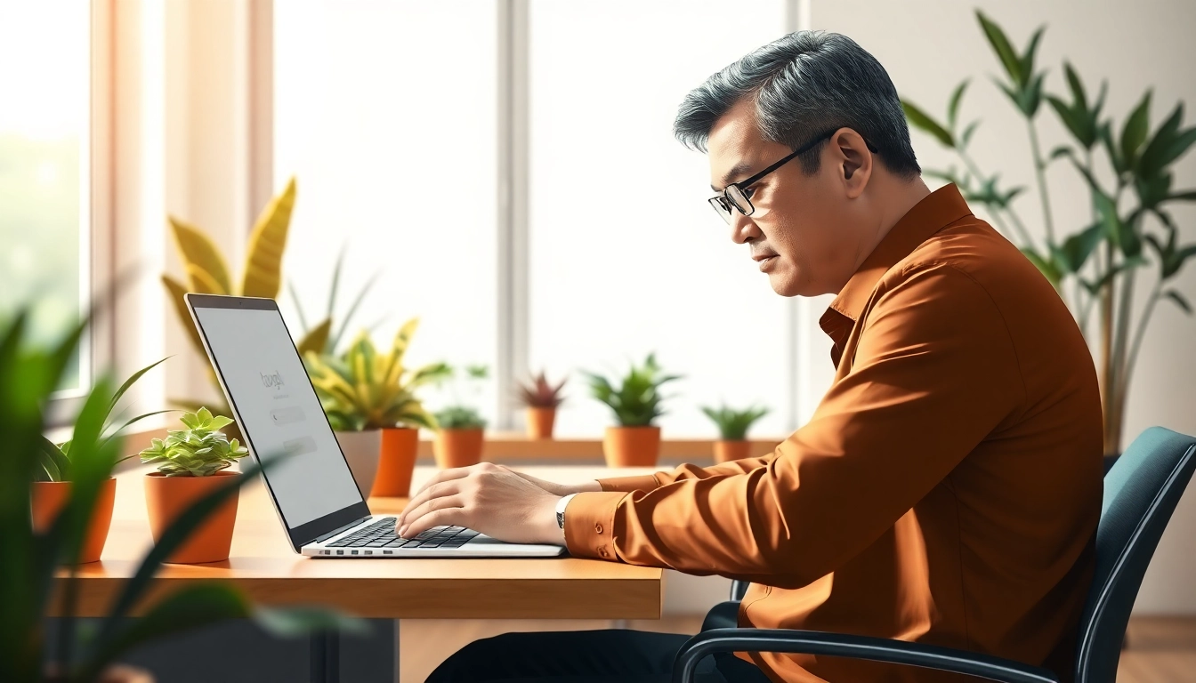Masuk ke sayaptogel login melalui laptop di lingkungan yang nyaman dan profesional.