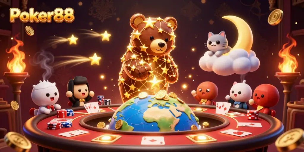 Engage with Poker88 at an exciting poker table featuring vibrant gameplay elements