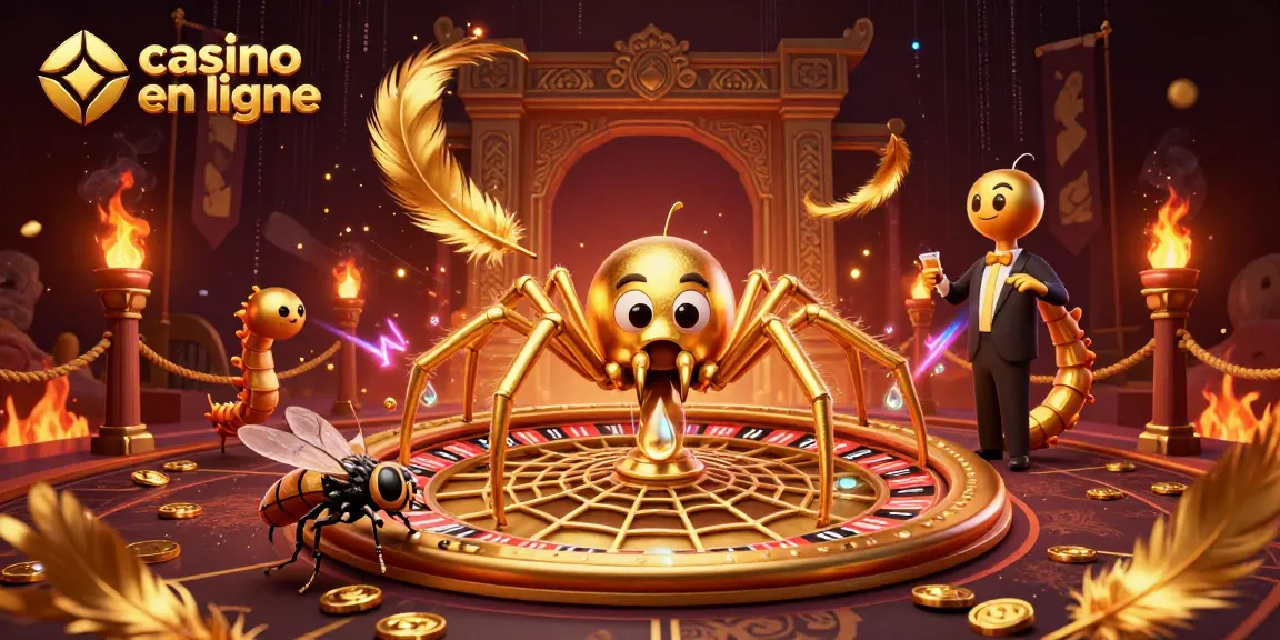 Placer des paris au casino en ligne avec une araignée dorée et un croupier centipède.