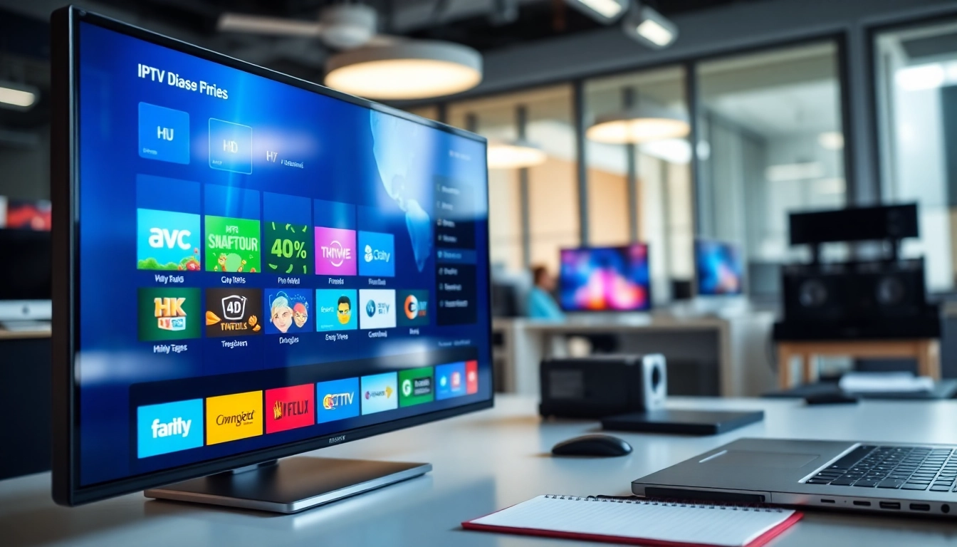Explore the features of an IPTV panel through a professional dashboard with vibrant displays.