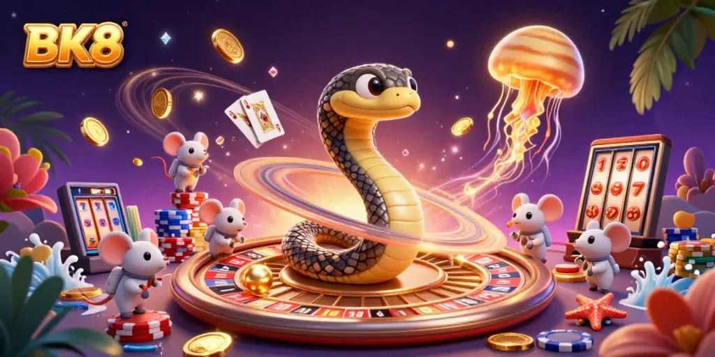 Experience BK8's thrilling casino world with a cosmic dealer, vibrant games, and immersive action.