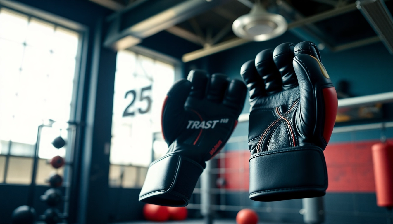 MMA gloves with unique features showcased in an energetic training environment.