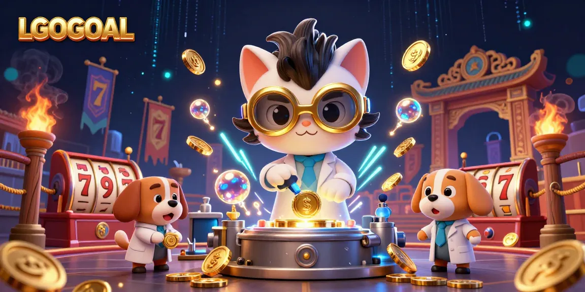 Experience thrilling casino adventures with LGOGOAL’s vibrant 3D illustration of mad scientist and assistant.