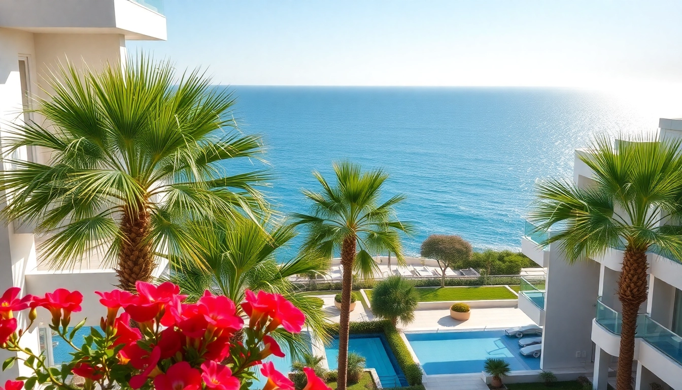 Stunning Alanya apartments for sale with Mediterranean views and lush landscaping.