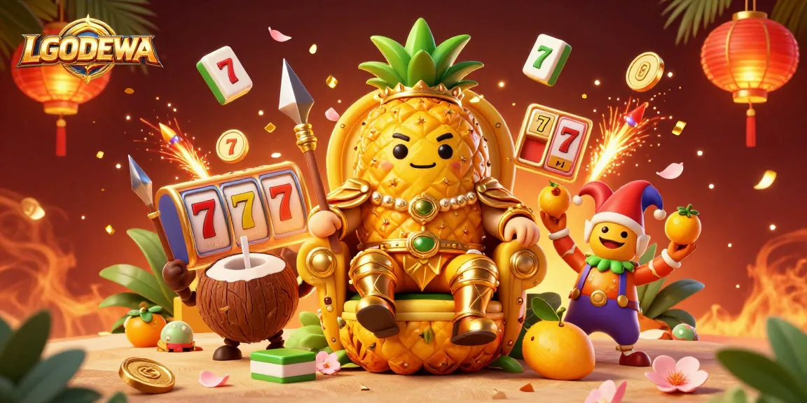 Play with LGODEWA's exciting slots surrounded by vibrant casino elements and rich, engaging visuals.