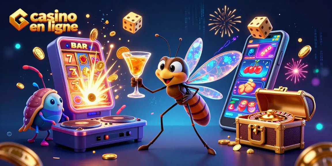 Plongez dans l'univers excitant du casino en ligne avec un insecte préhistorique en mascotte.