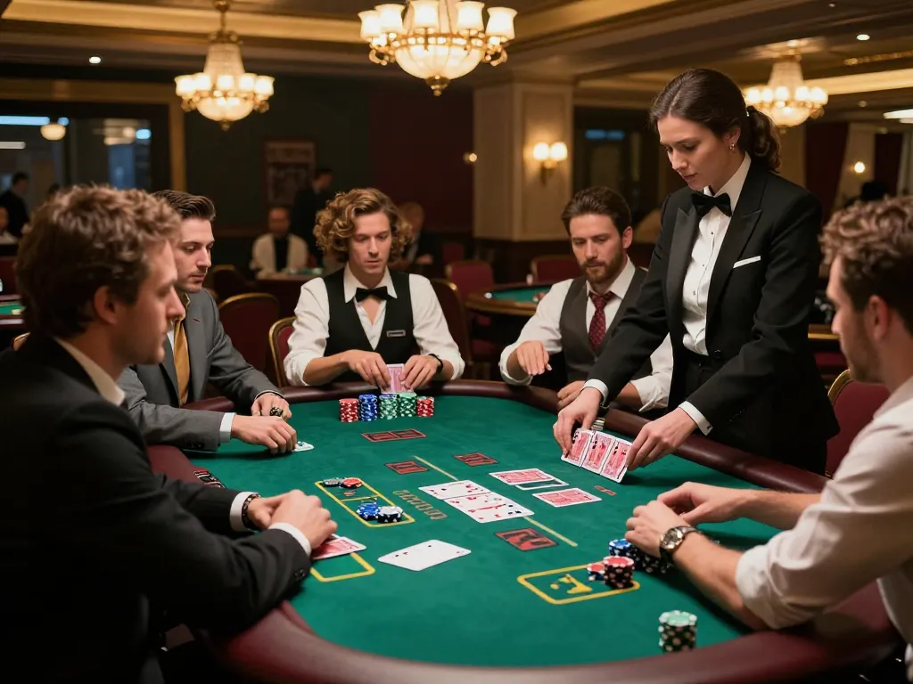 Engaging scene of players at a blackjack table, showcasing nsfw games apk strategies in action
