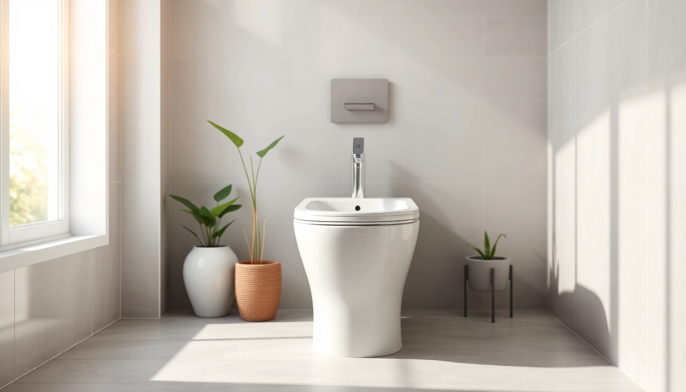 Bidet elegante in un bagno moderno con dettagli minimalisti e una finitura ceramica lucida.