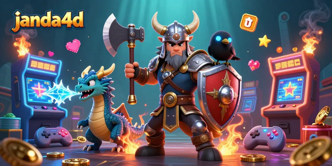 Mainkan permainan gacor di JANDA4D dengan karakter menarik dalam ilustrasi 3D final yang penuh warna.