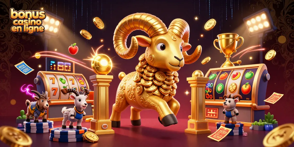 Bonus casino en ligne : Illustration captivante d'un bélier doré symbolisant la richesse des jeux de hasard.