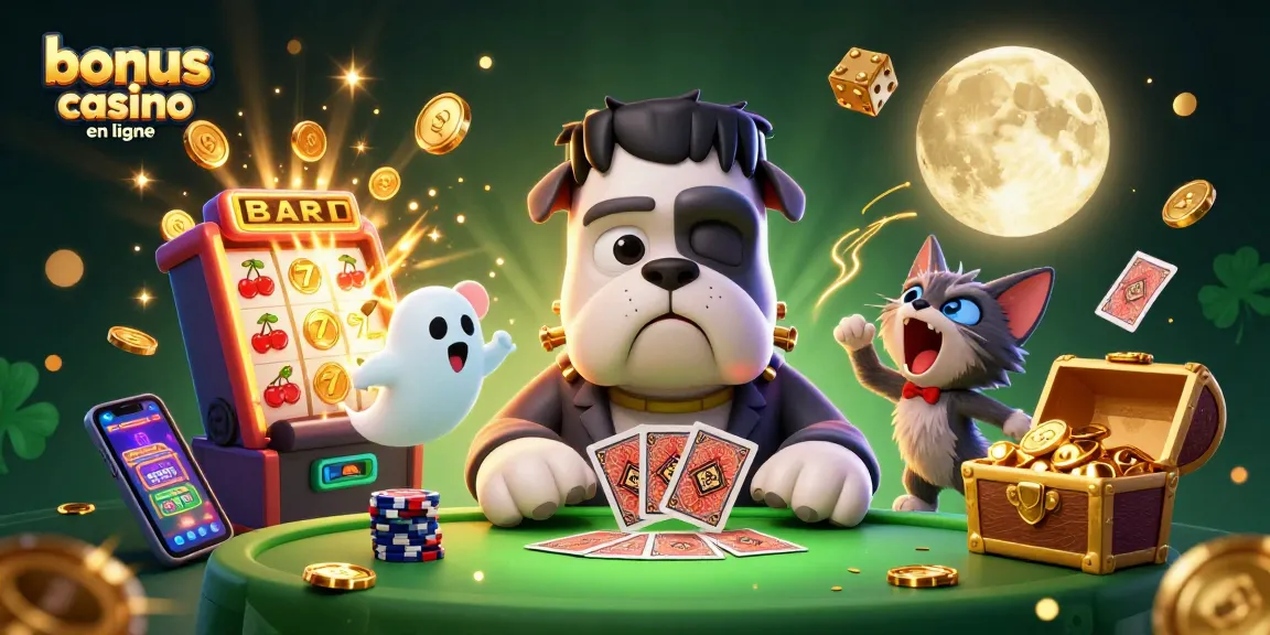 Le bulldog monstre à cartes et le chaton loup au casino virtuel en ligne, bonus casino en ligne inclus.