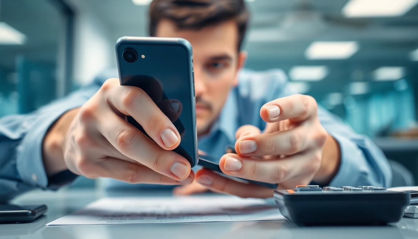 Handle damaged phone cash transactions effectively with a technician analyzing smartphones.