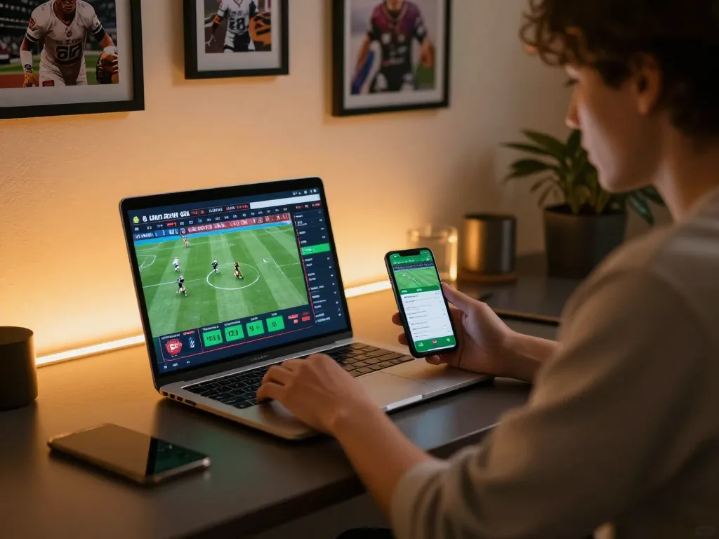 Betting on live sports through an online platform with 77WIN, showcasing sports odds and excitement.