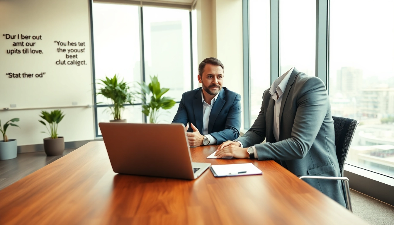 Engaging business coach los Angeles assisting a client in a modern office