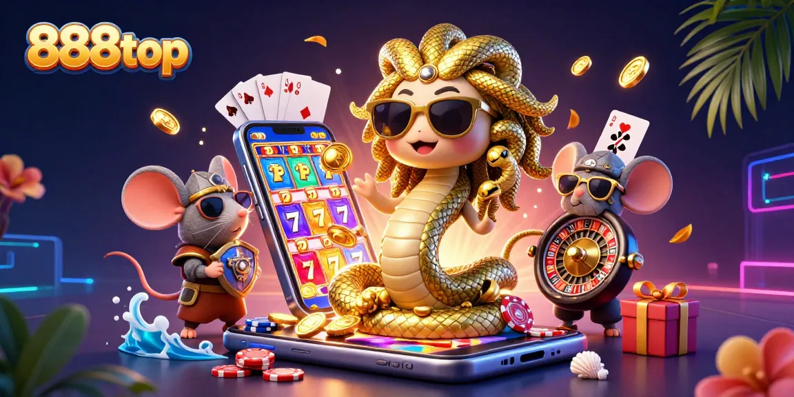 Spin and win with 888top's thrilling casino adventure featuring vibrant characters and dynamic gameplay elements.