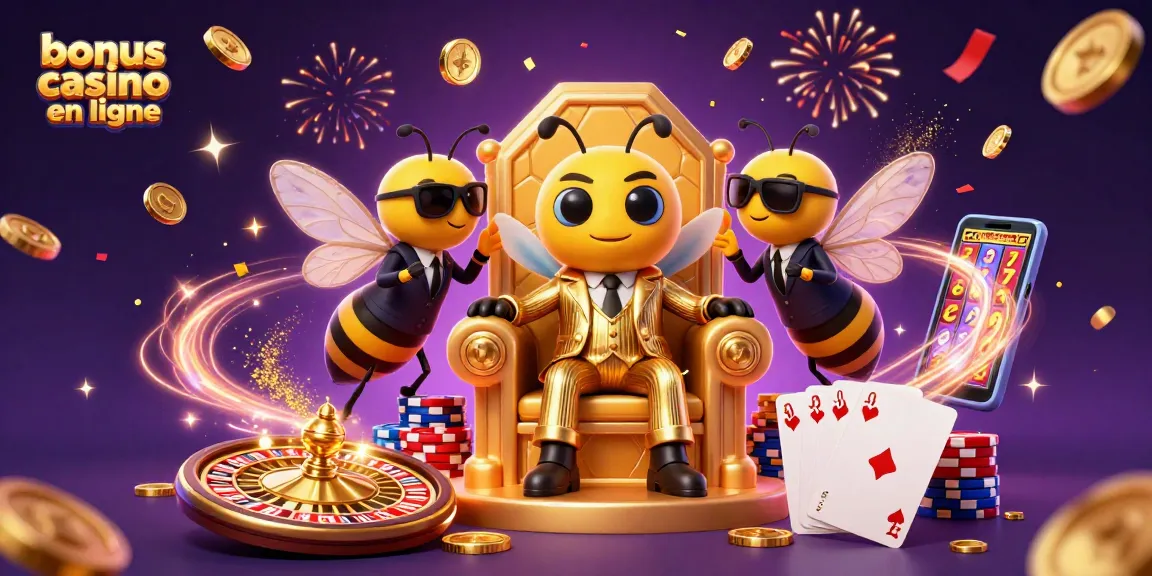 Profitez d'un bonus de casino en ligne avec une scène dynamique et festive des jeux de casino.