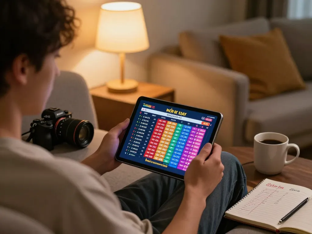 Lively home scene featuring online lô đề hôm nay gaming on a tablet, showcasing responsible entertainment.