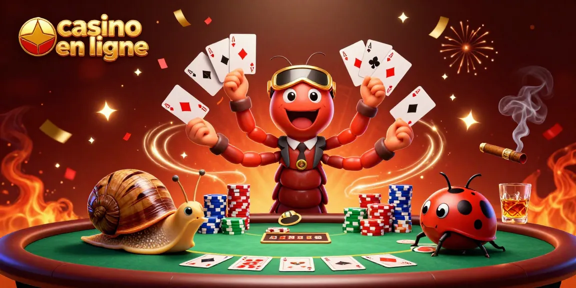 Engagez-vous dans l'univers du casino en ligne avec des personnages colorés autour d'une table de poker.
