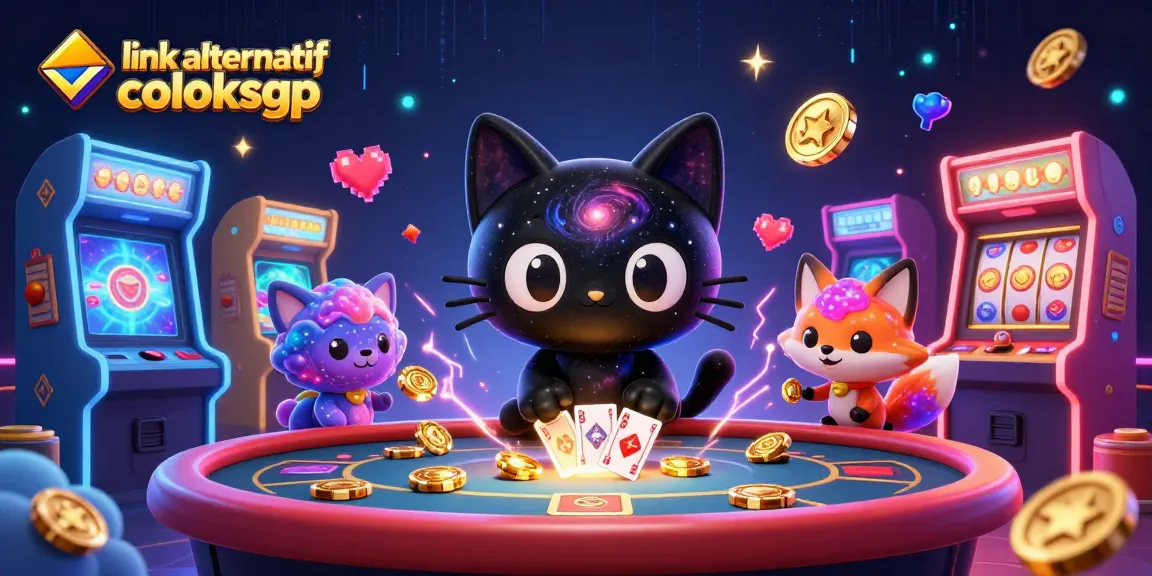 Engage with link alternatif coloksgp at dynamic cosmic casino featuring a black hole cat, vibrant game elements, and jackpot excitement.