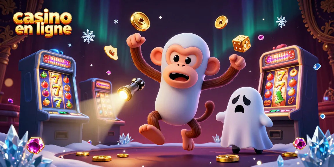 Découvrez l'univers du casino en ligne avec un singe poltergeist malicieux jonglant avec des pièces d'or dans un casino hanté.