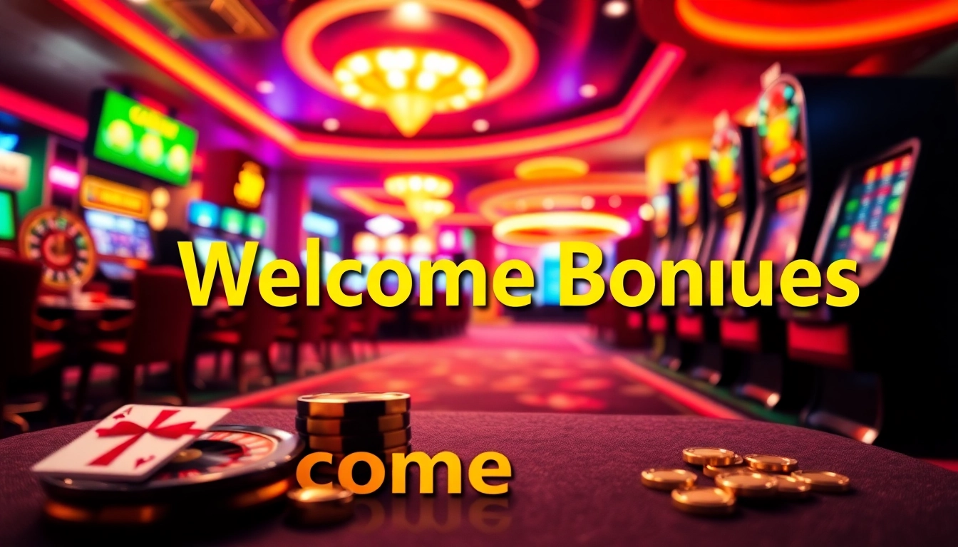 Attractive casino graphics with welcome bonuses highlighted, inviting players to engage.