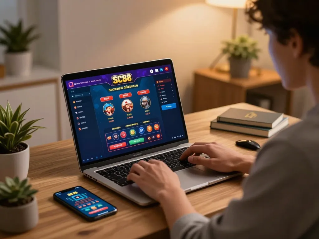 Engaging in online betting at SC88, focusing on casino gameplay and strategic decision-making.