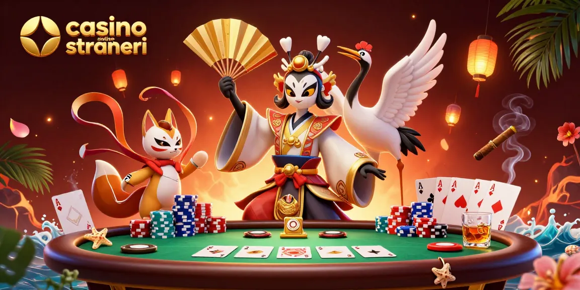 Gioca in casino online stranieri con un'impressionante illustrazione 3D di un guerriero e maschera kitsune.